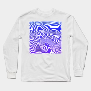 Navy Blue Abstract Strips Art Long Sleeve T-Shirt